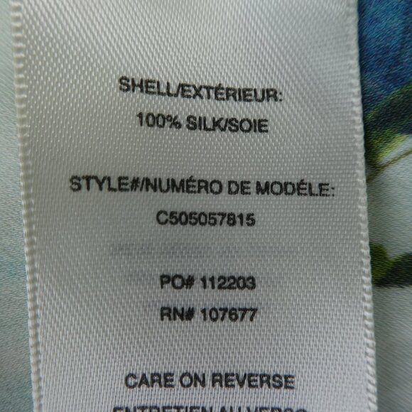 SiLK Alice + Olivia Parrot Shirt Mint Green Hidden Button Panel Collared Stretch - Picture 7 of 8